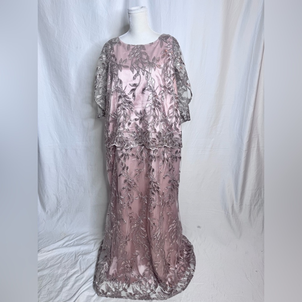 Brianna Womens 14W Sequin Embroidery Long Evening Dress Formal New - Picture 2 of 9